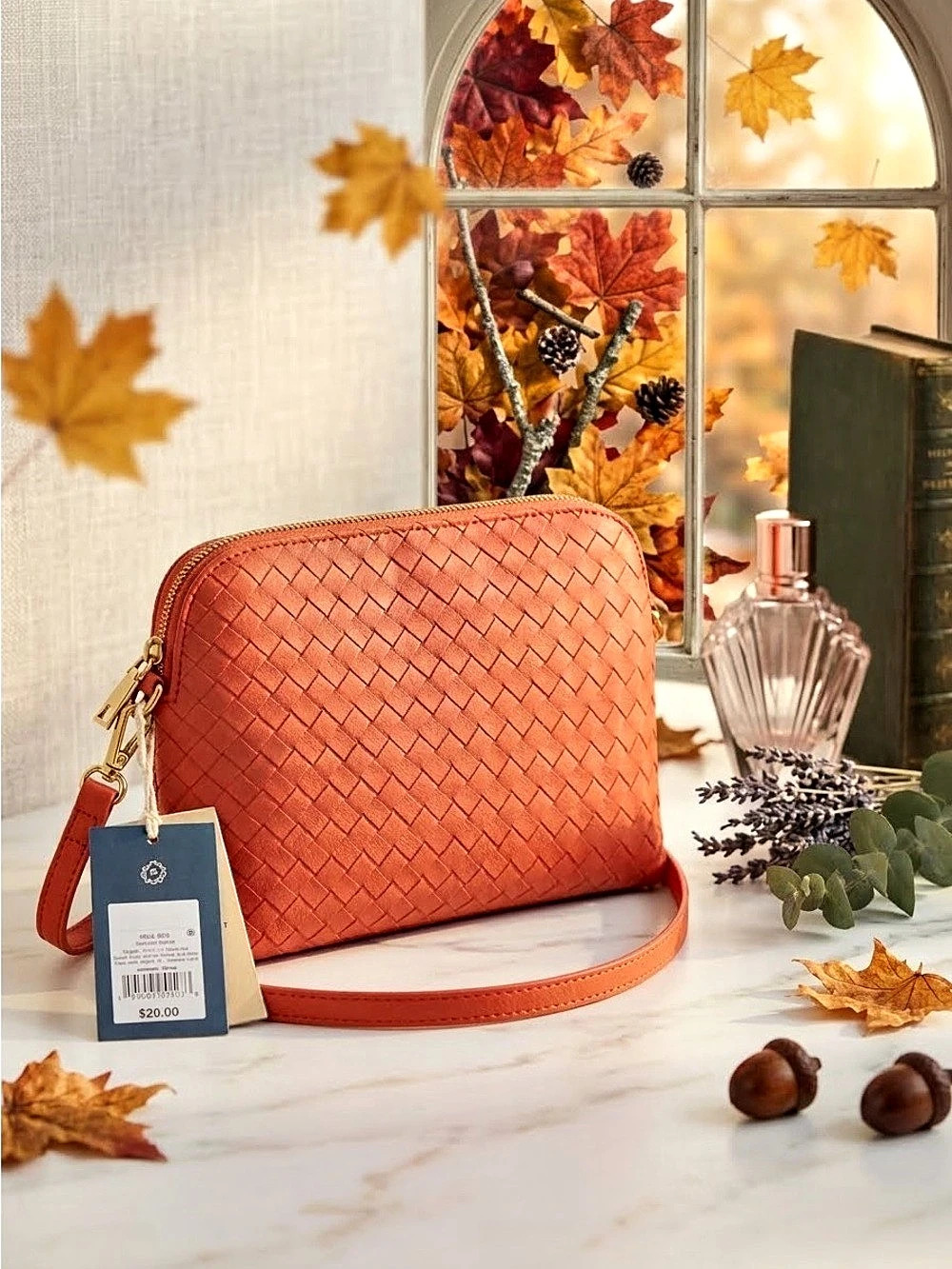 Orange Woven Crossbody Bag NWT